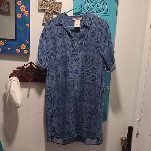 Philosophy Blue Geometric Shirt Dress